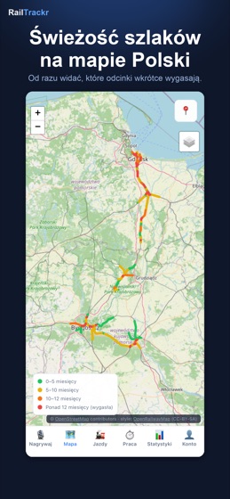 Mapa świeżości szlaków