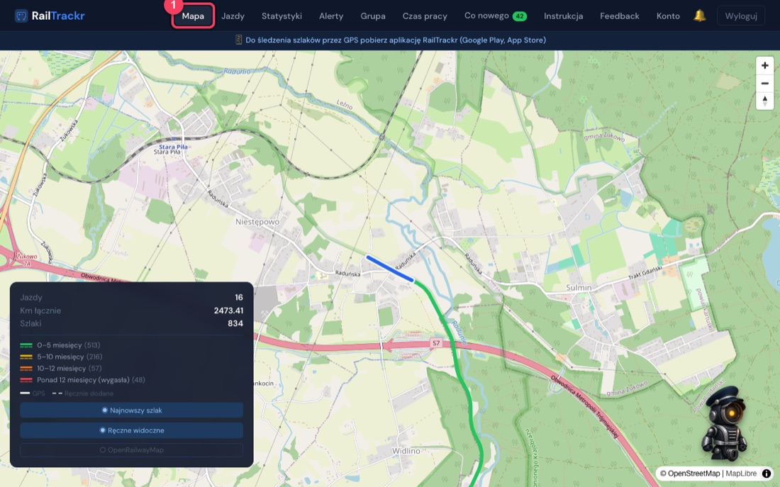 Mapa szlaków w serwisie www
